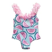 Fashion Girls One Piece Swimsuits Bathing Suits for Kids Bikini Ruffles One-piece Swimsuit, Sizes 1-5 Years